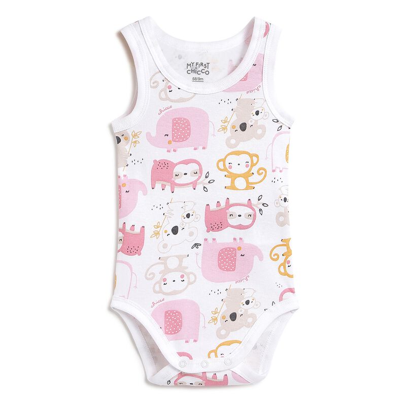 Infants White & Pink Sleeveless Bodysuit (Pack of 4) image number 7